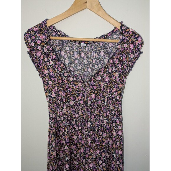 Old Navy Tiered Cap-Sleeve Floral Cottagecore Babydoll Milkmaid Midi Dress SZ XS - Picture 4 of 16